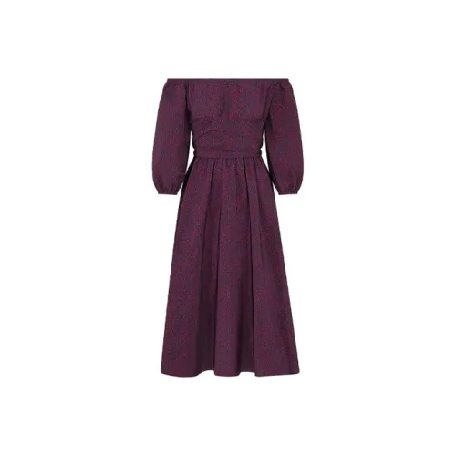 DIOR Длинное платье с длинными рукавами женское фиолетовое