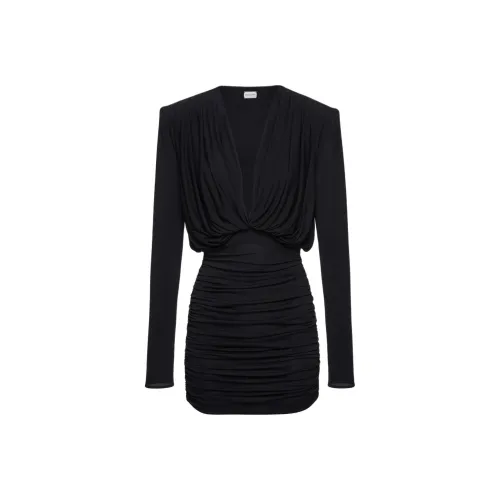 MAGDA BUTRYM SS24 Длинное платье с длинным рукавом женское черное