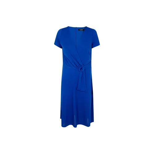 LAUREN RALPH LAUREN Короткое платье с короткими рукавами женское синее