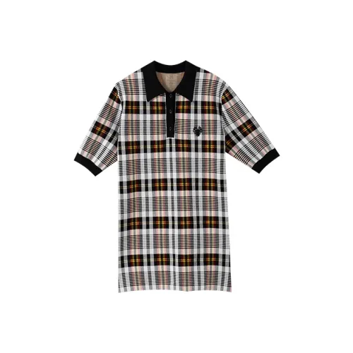 YUMOMO STAR Клетчатый Женские Короткие Платья с Рукавами