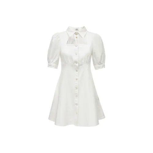 Only Натуральный белый Женские Короткие Платья с Рукавами