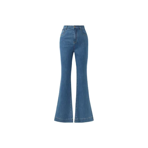 GOELIA Джинсы Женские Джинсовый Синий