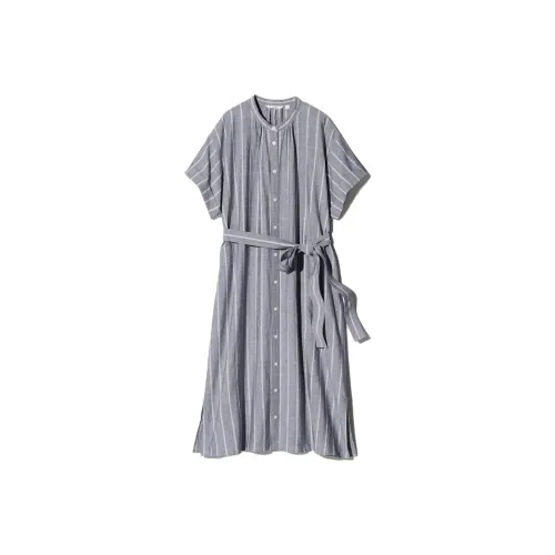 UNIQLO Короткий рукав платье женское свинцово-серого цвета