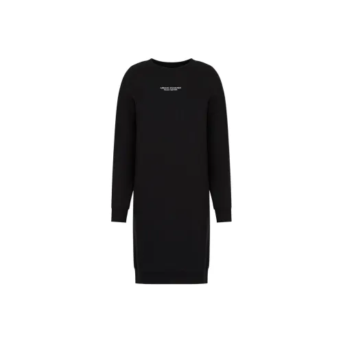 ARMANI EXCHANGE Черное Женское Длинное Платье с Рукавами