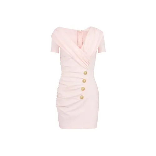 BALMAIN FW22 Короткий рукав Платье Женское Светло-розовое