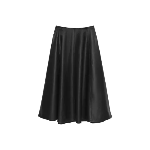 MSGM Кожа Длинная Юбка Женская Черная