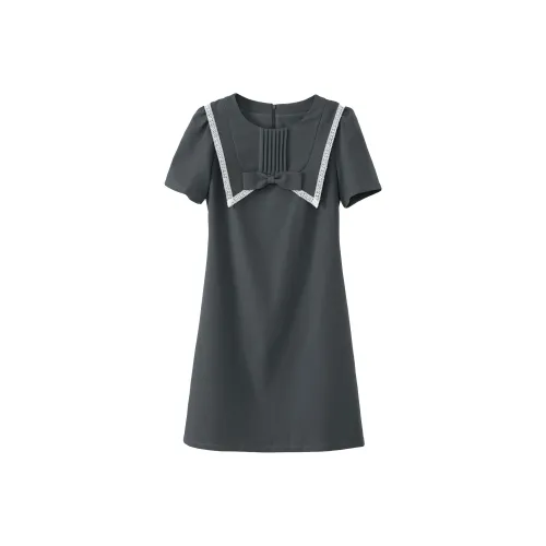 Fstudio Короткий рукав Платье Женское Серое