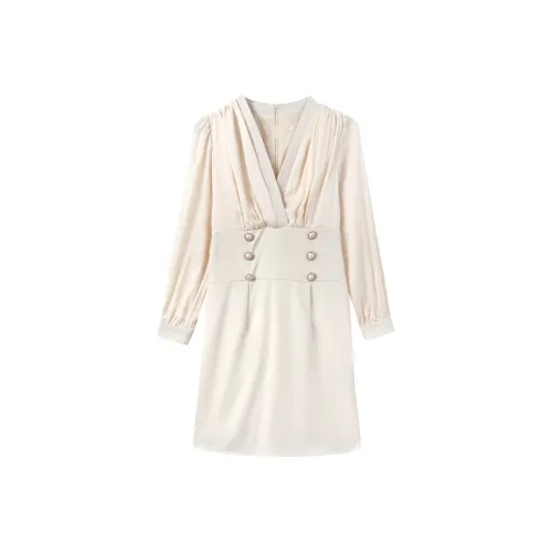 EIDOLON GRAIN Длинное платье с длинными рукавами женское абрикосового цвета