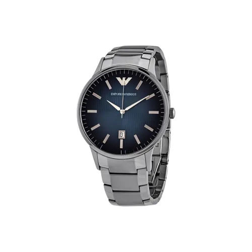 EMPORIO ARMANI Мужские часы Кварцевый механизм Ремешок из нержавеющей стали 43 мм Синий циферблат