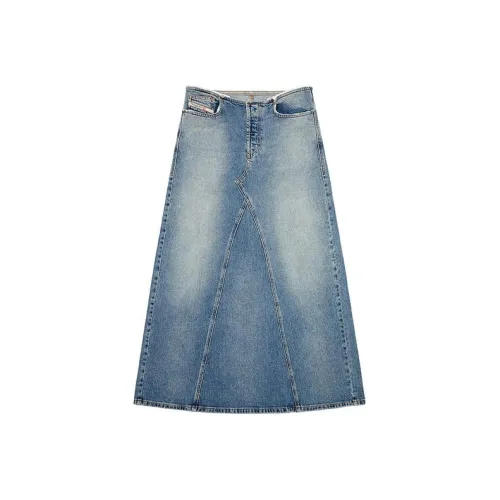 DIESEL OVAL D Series SS24 Denim Long Skirt Women's Blue