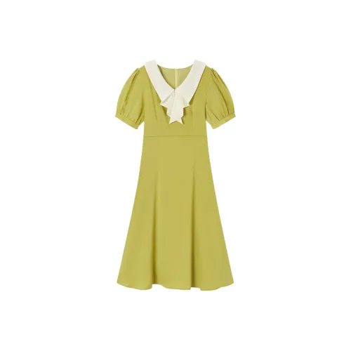 EICHITOO Короткое платье с короткими рукавами женское светло-зеленое