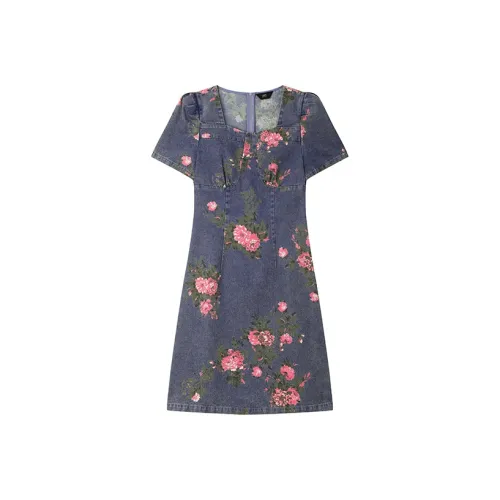 LOUISY AO Короткий рукав Платье Женское С цветочным узором