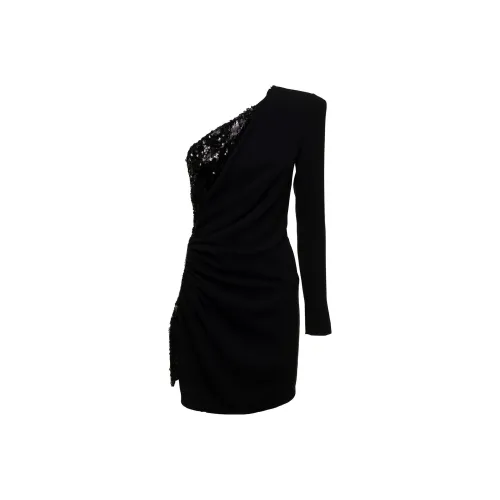 PINKO Черное Женское Длинное Платье с Рукавами