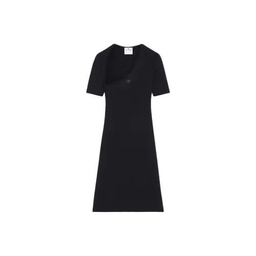 COURREGES Черный/Черный Женские Короткие Платья с Рукавами