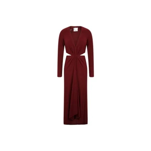 ACLER Темно-красное Женское Длинное Платье с Рукавами