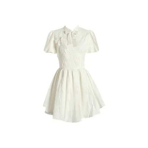 DOSOHEB Короткий рукав Платье Женское Белое