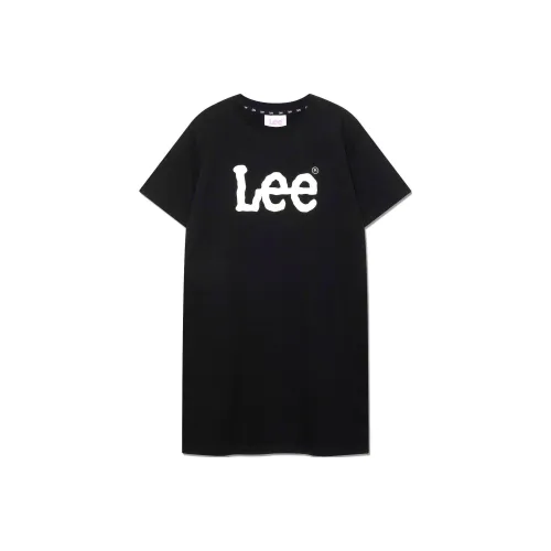 Ли совместный модель Короткий рукав Платье Женское Черное