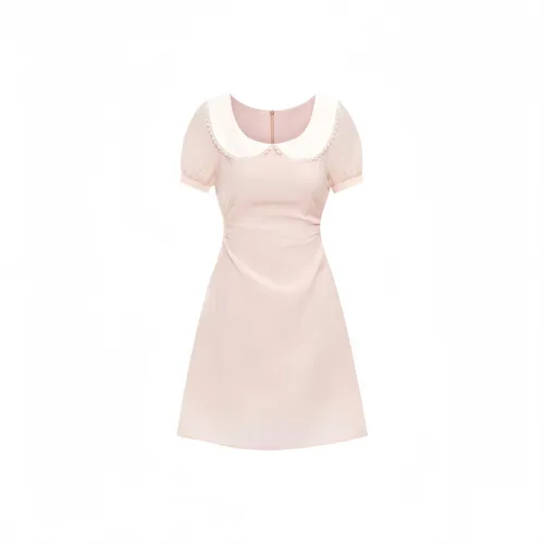 TASTILY Короткое платье с короткими рукавами женское розовое