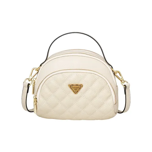 AOKANG Корова Кожа Маленькая Круглая Сумка Сумка на плечо Сумка через плечо Мини Женский Классический Черный Экрю