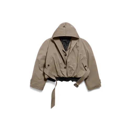 Balenciaga Хлопковый пуховик стандартный крой женский темно-бежевый