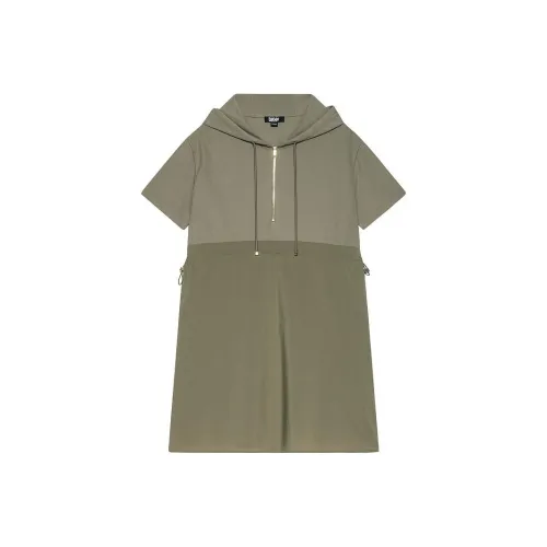 DKNY SS24 Короткое платье с короткими рукавами женское зеленое