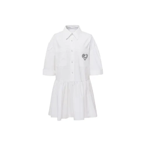 D'zzit Белое Женское Короткое Платье с Короткими Рукавами