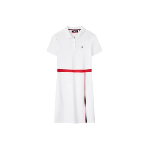 FILA Белое Женское Короткое Платье с Рукавами