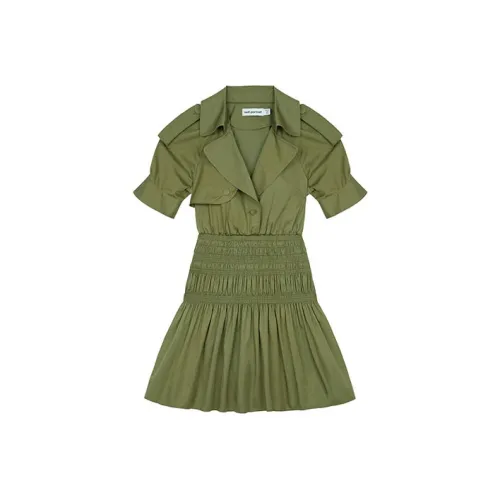 Self Портрет Короткий С рукавами Платье Женское Зеленое