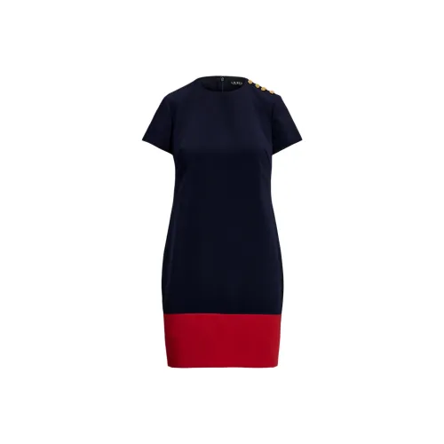 LAUREN RALPH LAUREN Короткое платье с короткими рукавами женское синий красный
