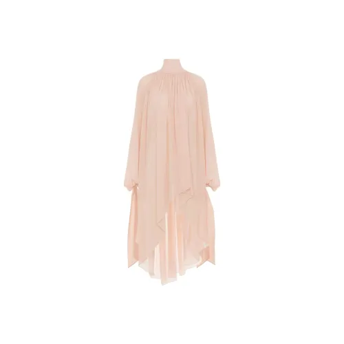 Chloe FW24 Длинное платье с длинными рукавами женское перламутрово-светло-красное