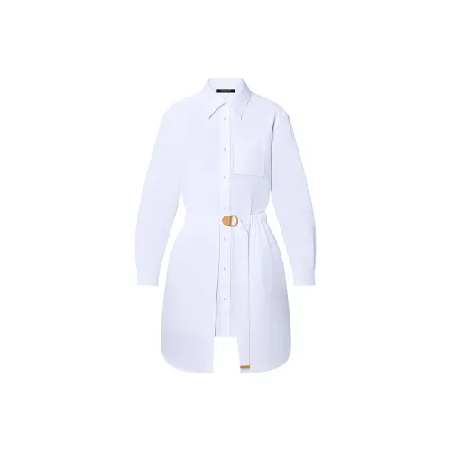 LOUIS VUITTON Длинное платье с длинными рукавами женское белое