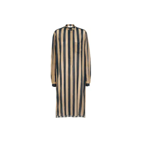 FENDI SS24 Длинное платье с длинными рукавами женское желтое