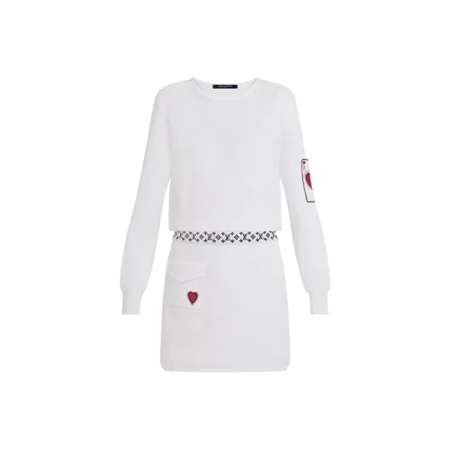 LOUIS VUITTON Новые ежеквартальные продукты LV Белые Женские Длинные Платья с Рукавами