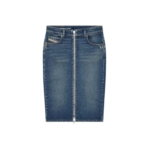 DIESEL Темно-джинсовый синий Женские джинсовые длинные юбки
