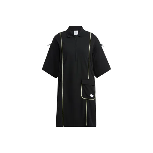 Adidas Originals Короткий рукав Платье Женское Черное