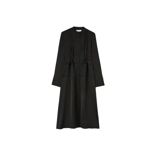 JIL SANDER Черное Женское Длинное Платье с Рукавами
