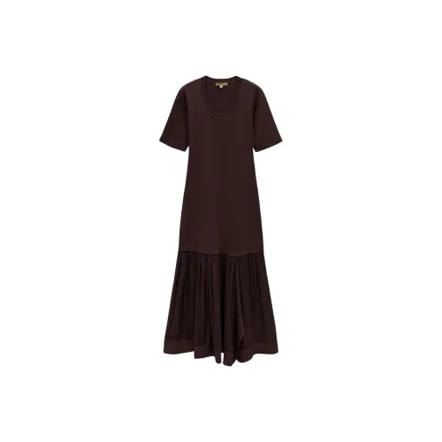 INSUN Короткий рукав Платье Женское Бордовый