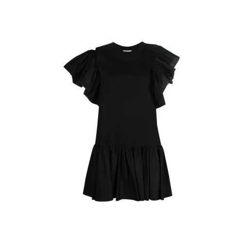 Alexander McQueen Black Женские Короткие Платья с Рукавами