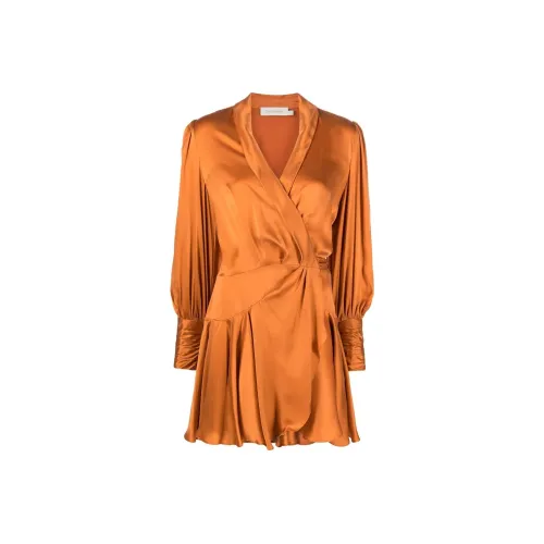 Zimmermann FW22 Длинное платье с длинными рукавами женское оранжевое