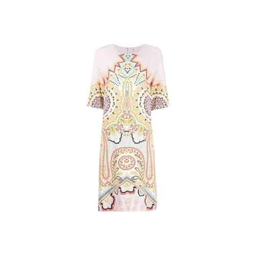 ETRO Розовые Женские Платья с Коротким Рукавом