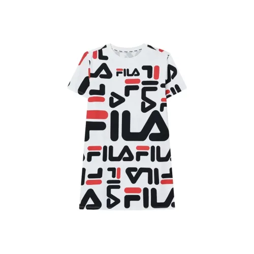 FILA Белое Женское Короткое Платье с Рукавами