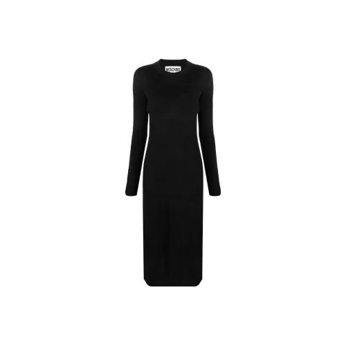 MOSCHINO Черное Женское Длинное Платье с Рукавами