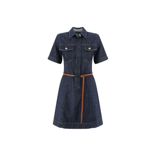 Спортивный Ma Короткий рукав Платье Женское Синее