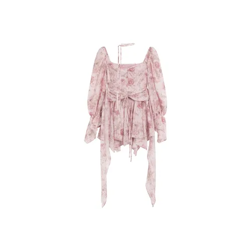 Ouyang Длинный рукав Платье Женское Туманный фуксия