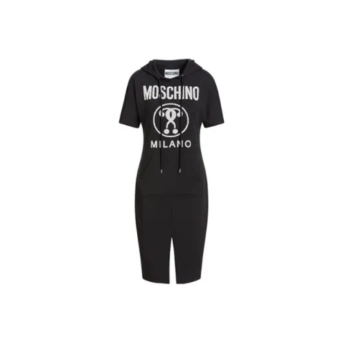 MOSCHINO Черное Женское Короткое Платье с Рукавами