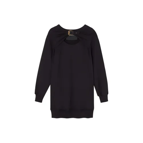 VERSACE JEANS COUTURE FW22 Длинное платье с длинным рукавом женское черное