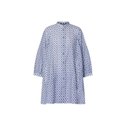 LOUIS VUITTON SS24 Длинное платье с длинными рукавами женское синее