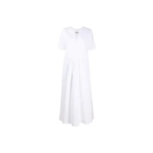 JIL SANDER Белое Женское Короткое Платье с Рукавами