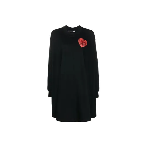 LOVE MOSCHINO Черное Женское Длинное Платье с Рукавами