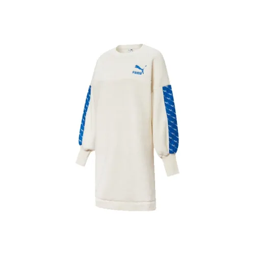 PUMA Экрю Женские Платья с Длинным Рукавом